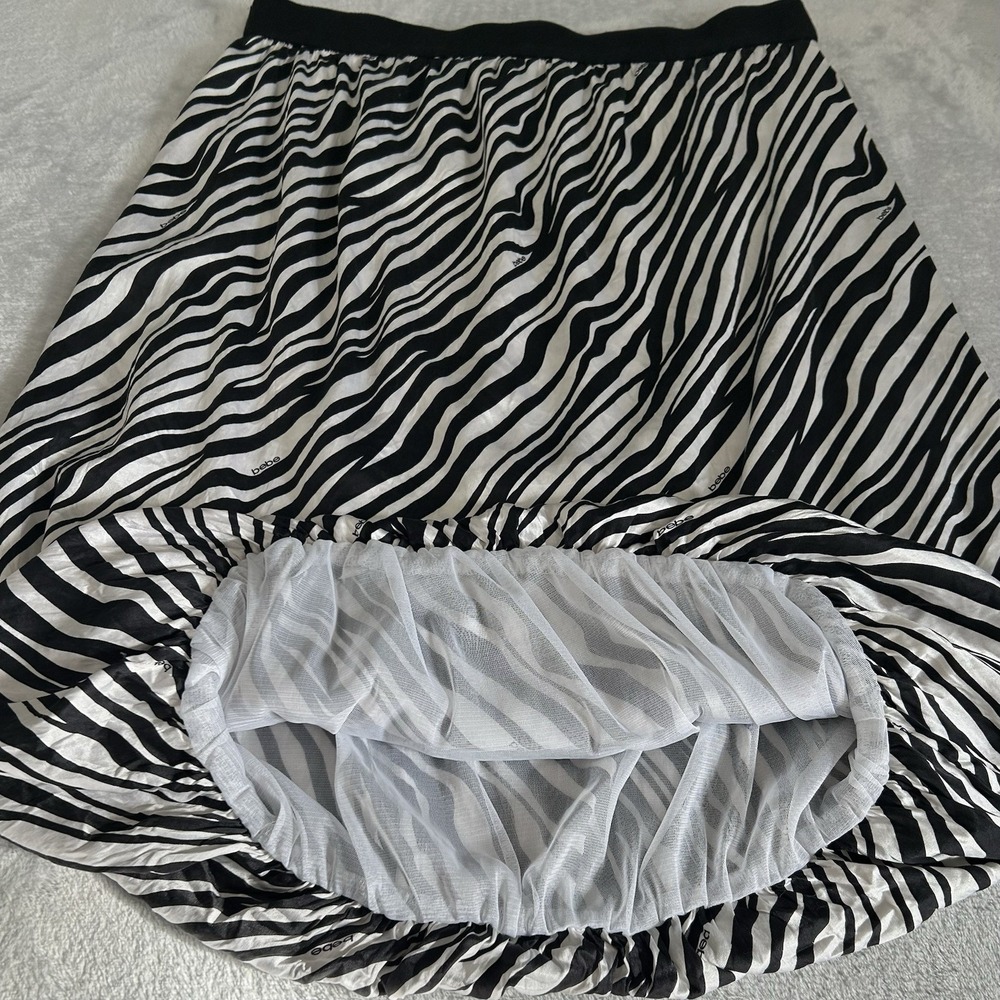 Vtg Y2k bebe Skirt Silk Blend Zebra Bubble Sz S Mesh Tulle Mob Wife Iconic Edgy